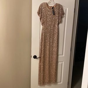 Maxi gown with tags, pearl and sequin